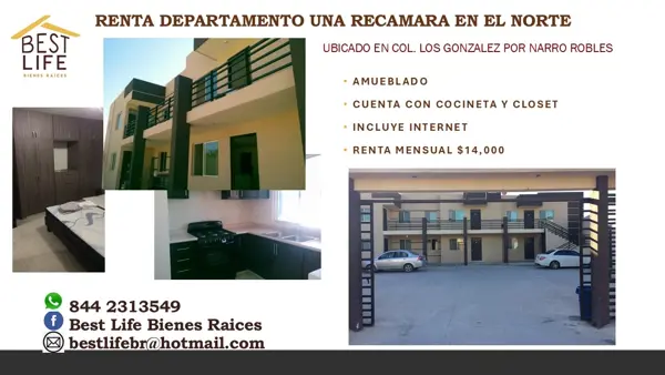 Departamento en renta en Los Gonzalez, Saltillo, Coahuila de Zaragoza