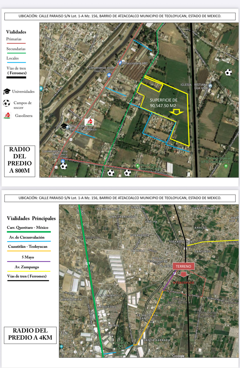Terreno en venta en Atzacoalco, Teoloyucan