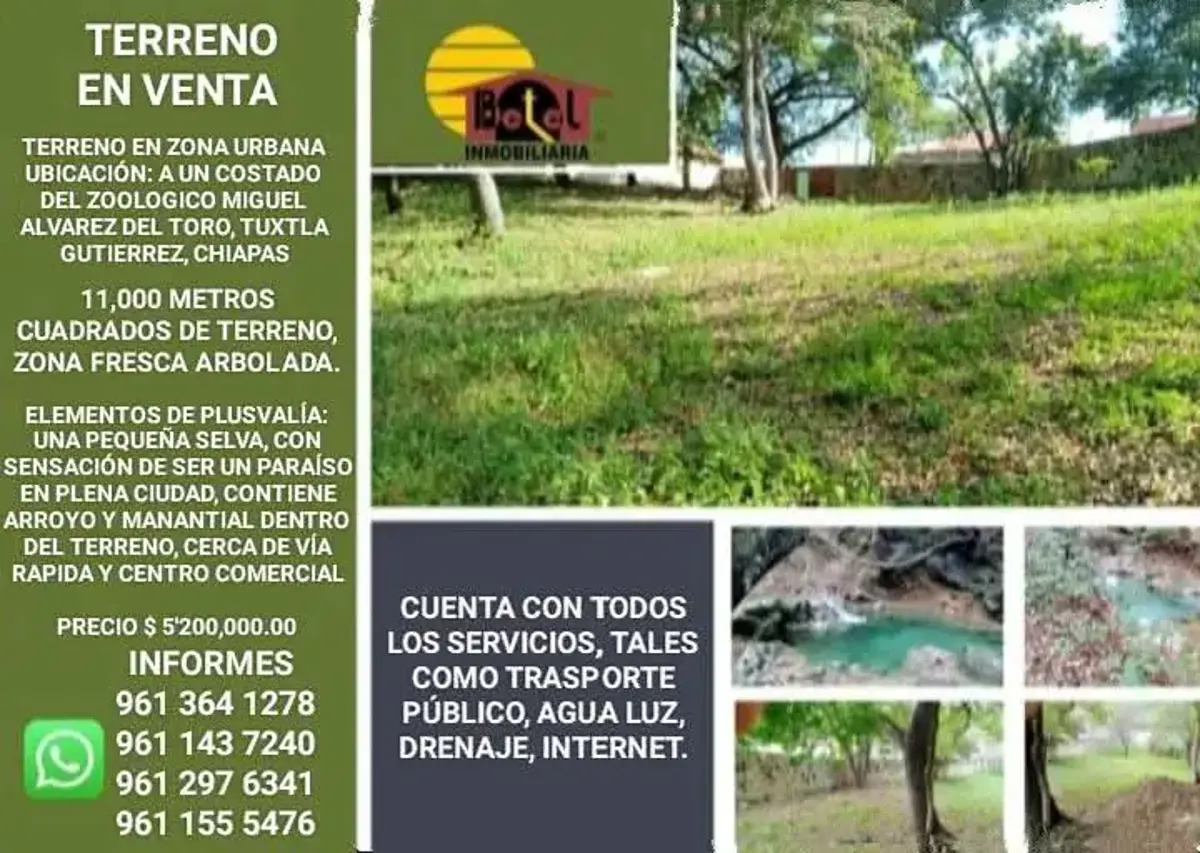 Terreno en venta en Rivera Cerro Hueco, Tuxtla Gutiérrez