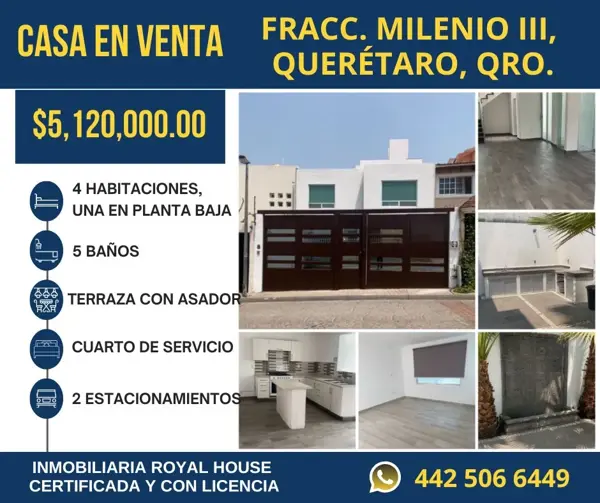 Casa sola en Venta, Fracc. Milenio III, Querétaro, México