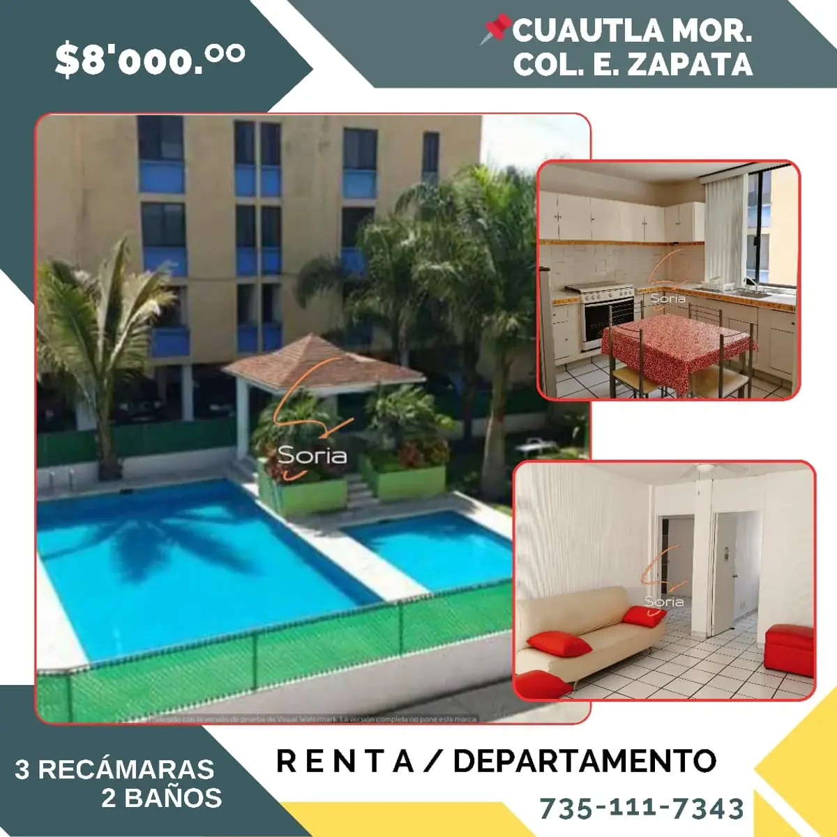 Departamento en renta en Emiliano Zapata, Cuautla — foto 1 de 10