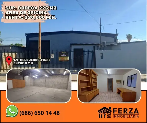 BODEGA EN RENTA CON OFICINAS LISTA PARA ESTRENAR!