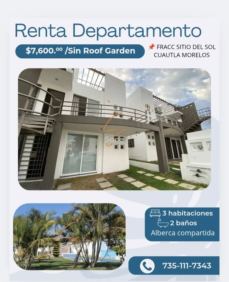 Departamento en renta en Sitio del Sol, Cuautla — foto 1 de 11