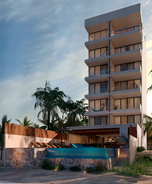 Preventa departamento en la orilla de la playa de Chelem