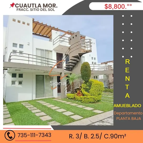RENTA DEPARTAMENTO AMUEBLADO 

CUAUTLA MORELOS