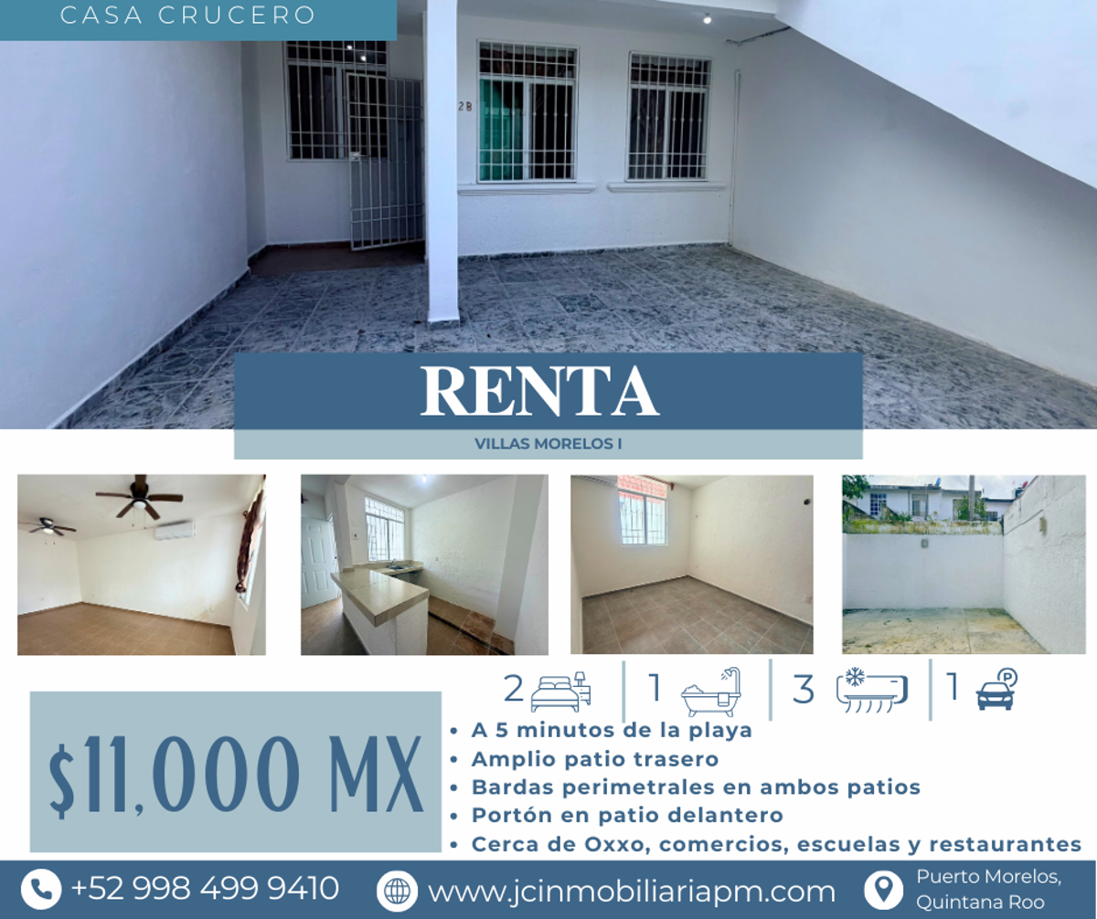 Casa en renta en Villas Morelos I, Puerto Morelos — foto 1 de 13