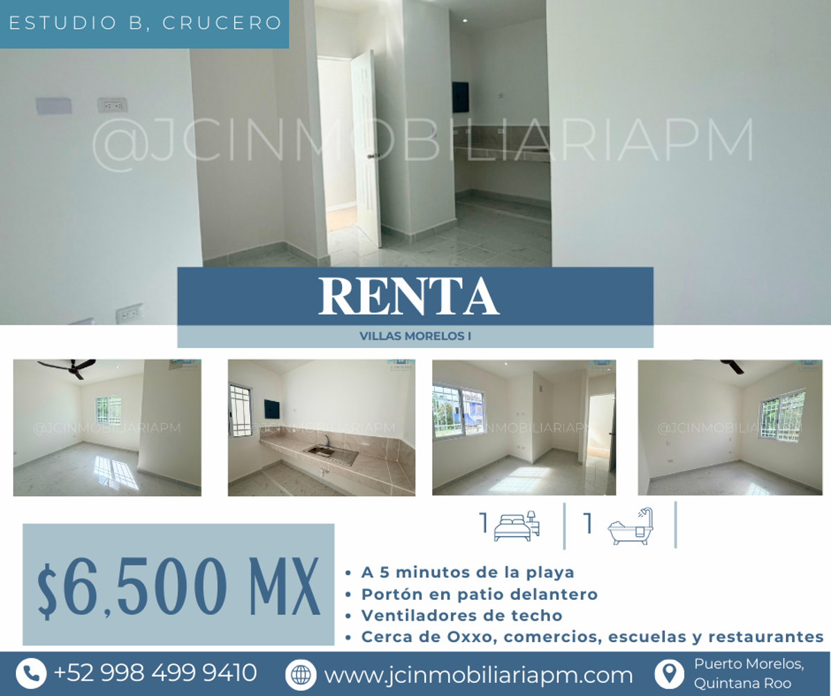 Departamento en renta en Villas Morelos I, Puerto Morelos — foto 1 de 7