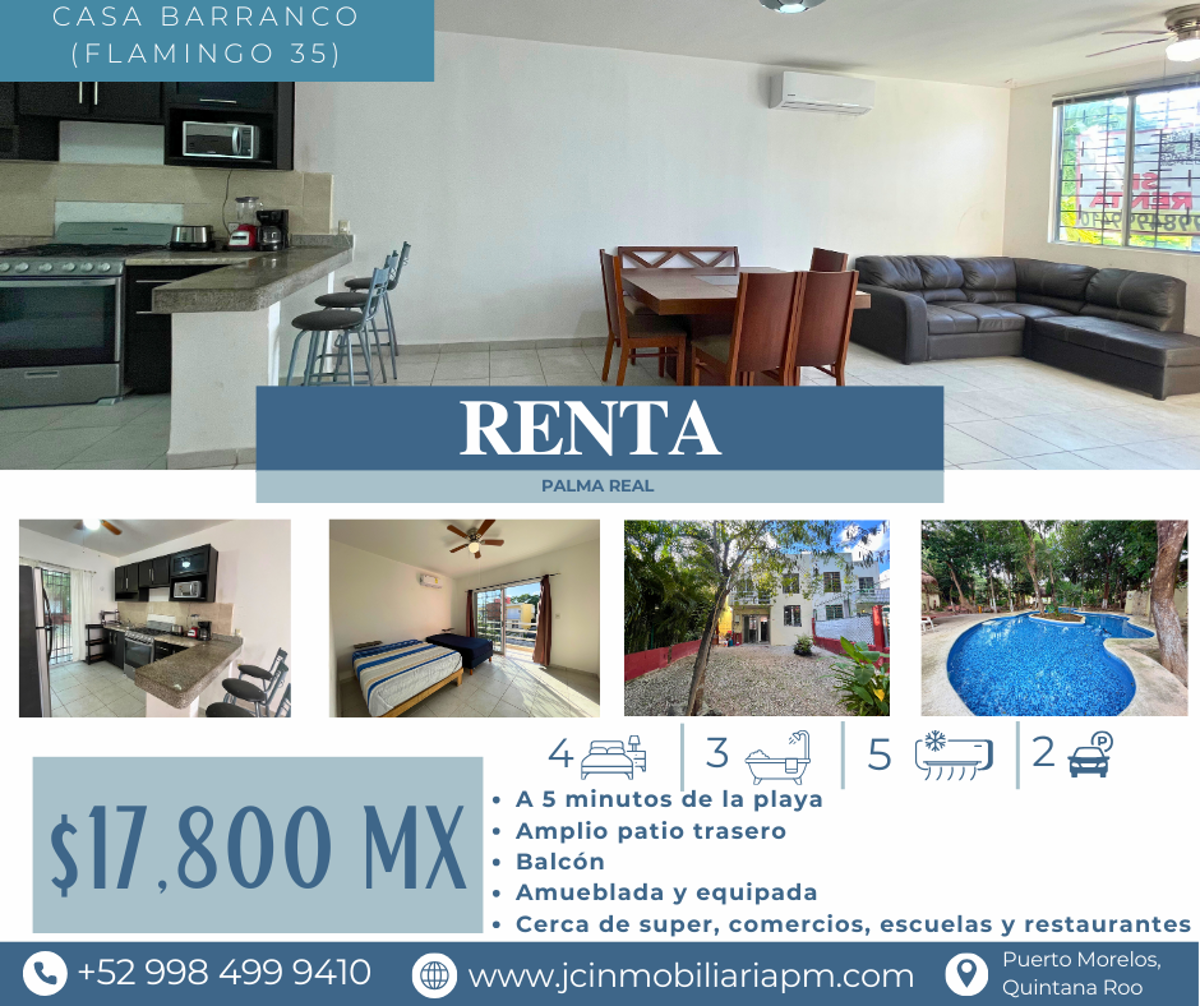 Casa en renta en Palma Real, Puerto Morelos — foto 1 de 18