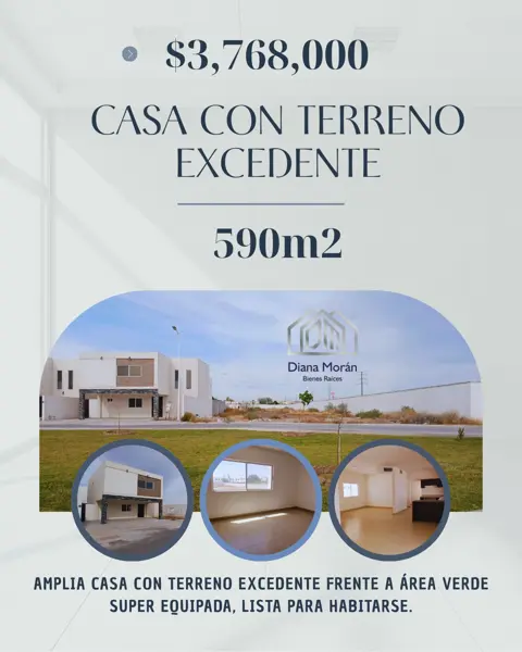 CASA EN VENTA CON TERRENO EXCEDENTE