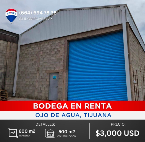 Bodega en renta Ejido Ojo de Agua Tijuana