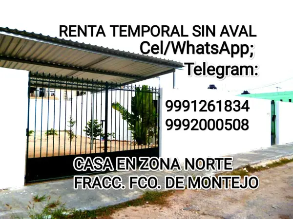 En MERIDA Renta temporal sin aval Casa amueblada cerca de Periferico Norte