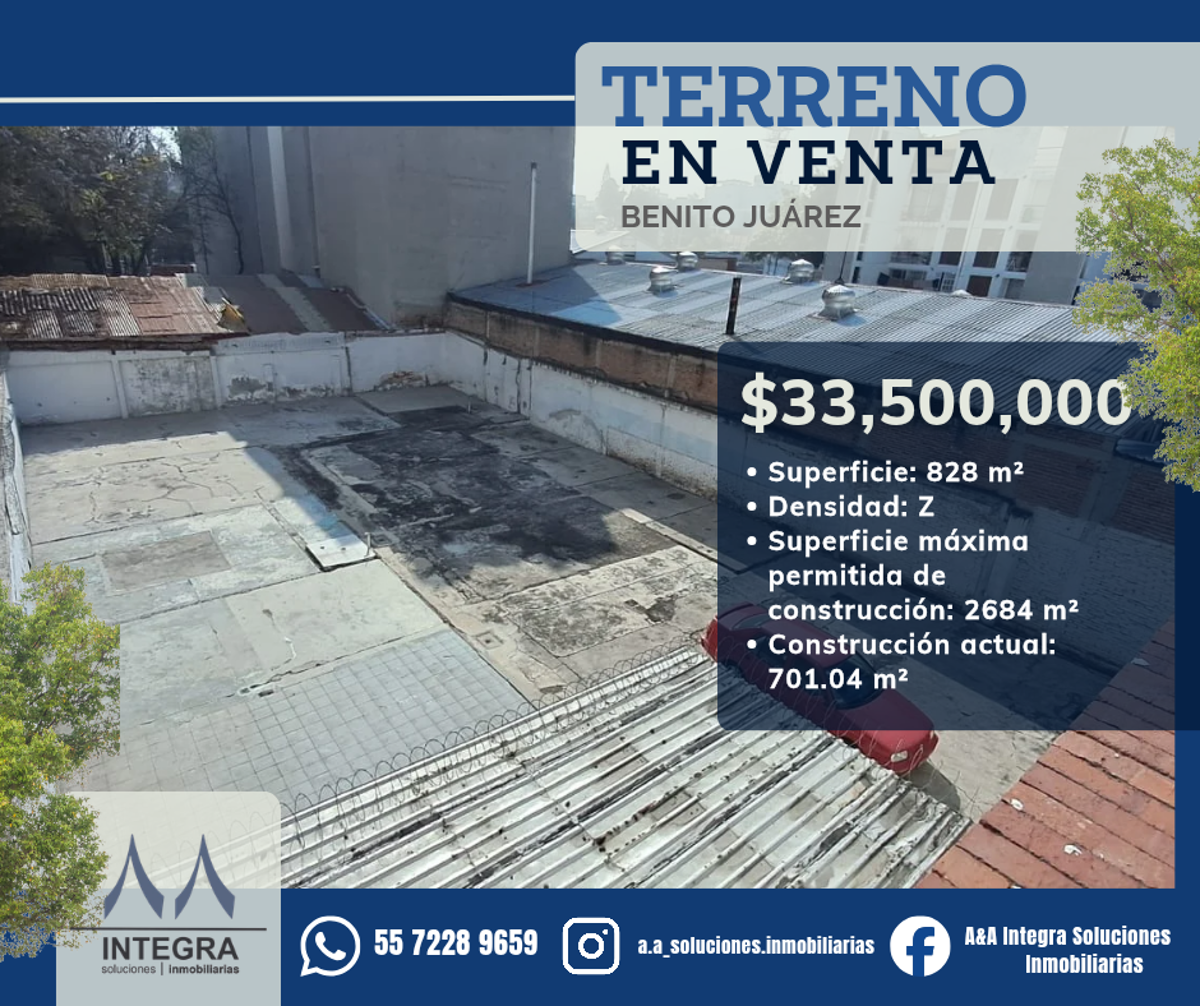 Terreno en venta en Moderna, Benito Juárez