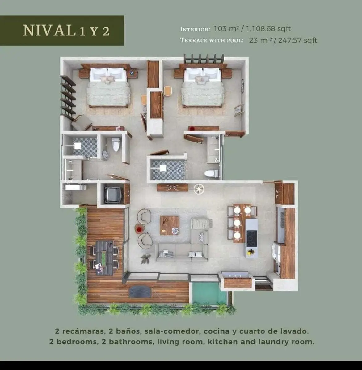 Departamento en venta en Aldea Zama, Tulum — foto 1 de 3