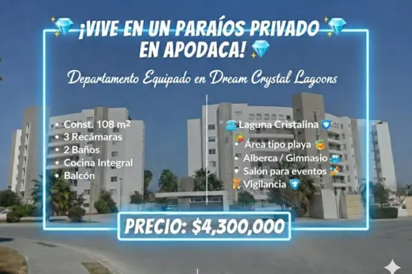 DEPARTAMENTO MODERNO EN CRYSTAL  LAGOON