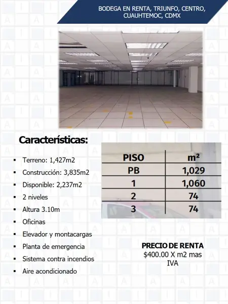 Bodega en renta en Centro (Área 1), Cuauhtémoc — foto 2 de 4