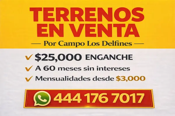 Venta de terreno residencial en Soledad de Graciano Sánchez, cerca de campo Los Delfines