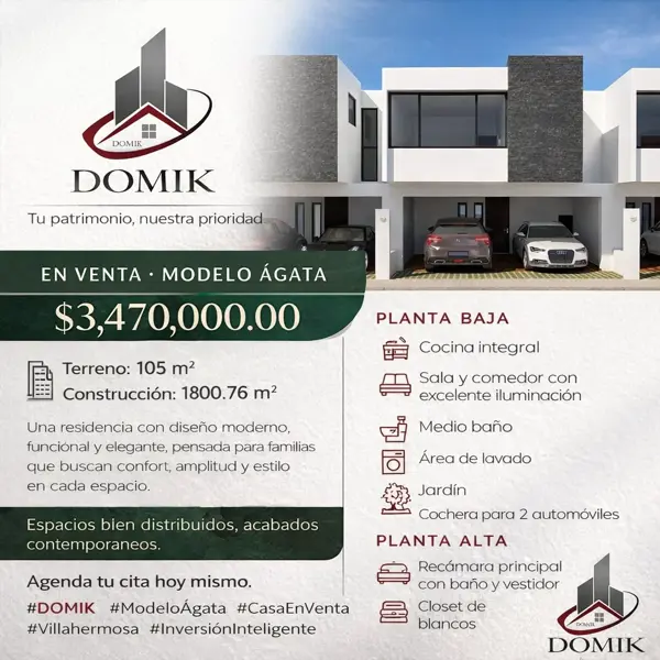 En venta hermosa casa Modelo Ágata en Real Campestre