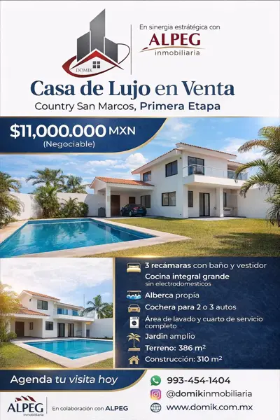 En venta casa en Country San Marcos, primera etapa, por $11,000,000.00 (negociable)