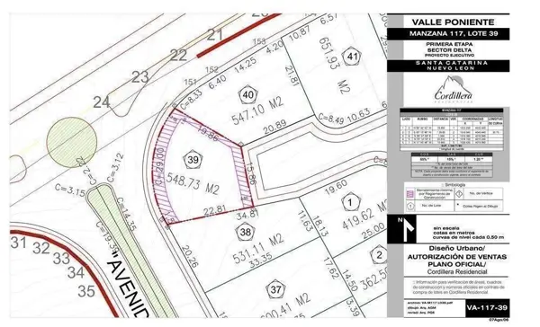 Terreno Venta  Cordillera  Privada 2 - 548.73 m2