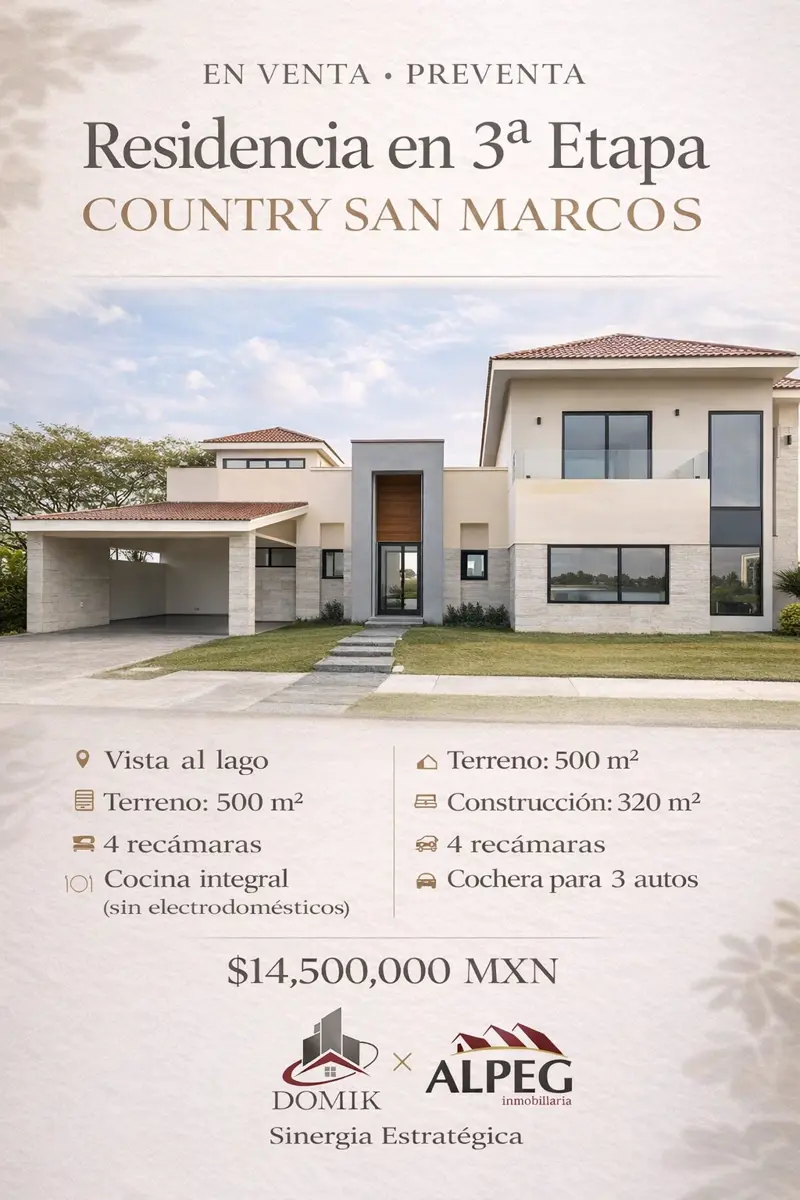 En venta casa en preventa en la 3a etapa de COUNTRY SAN MARCOS $14,500,000.00 En venta casa en preventa en la 3a etapa de COUNTRY SAN MARCOS $14,500,000.00