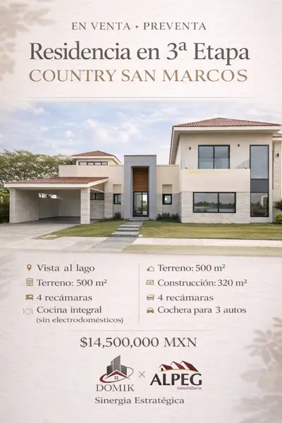 En venta casa en preventa en la 3a etapa de COUNTRY SAN MARCOS $14,500,000.00
