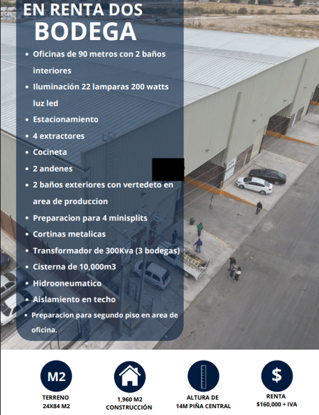 BODEGA INDUSTRIAL EN RENTA, EN EL VERGEL, GÓMEZ PALACIO, DGO