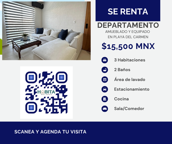 Departamento en renta en Playa del Carmen, Playa del Carmen — foto 2 de 13