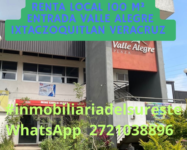 RENTA $18,000.00
LOCAL 100 m² Entrada Valle Alegre Ixtaczoquitlan Veracruz