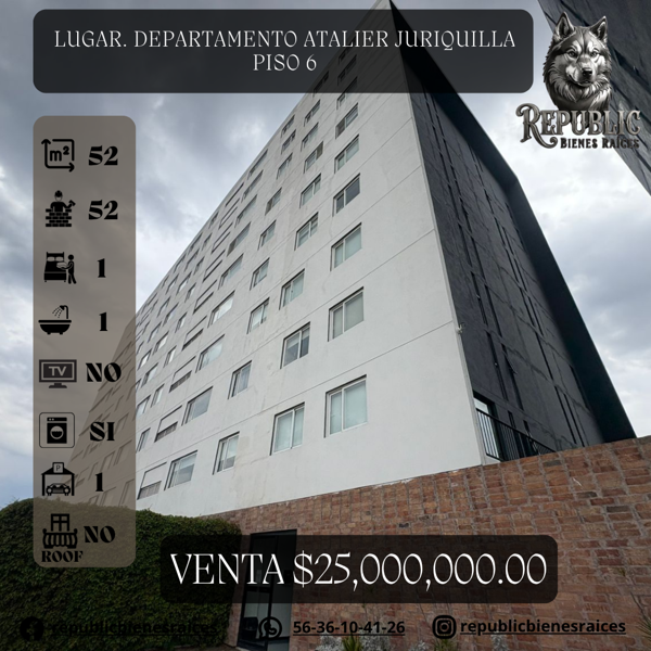Venta Departamento Atalier Juriquilla 1 Recamara Piso 6