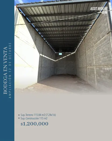 BODEGA EN VENTA COL AMPLIACIÓN 12 DE OCTUBRE
