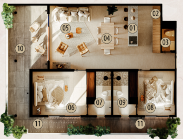 Departamento en venta en Villas Huracanes, Tulum — foto 3 de 10