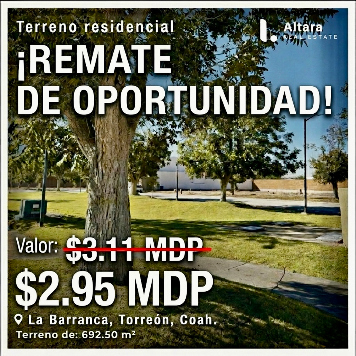 REMATE ! Terreno en La Barranca, Torreón de 692 m² REMATE ! Terreno en La Barranca, Torreón de 692 m²