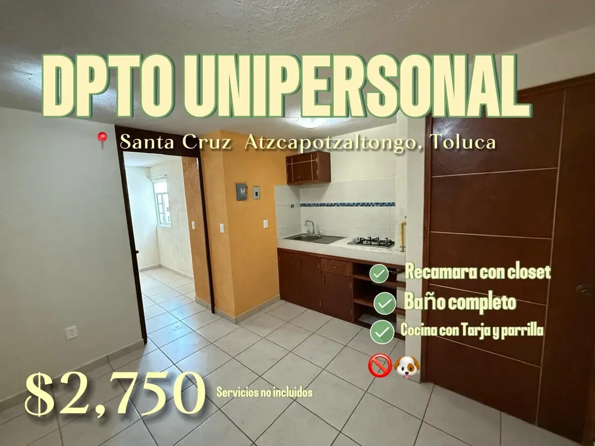 Departamento en renta en Santa Cruz Atzcapotzaltongo, Toluca — foto 1 de 13