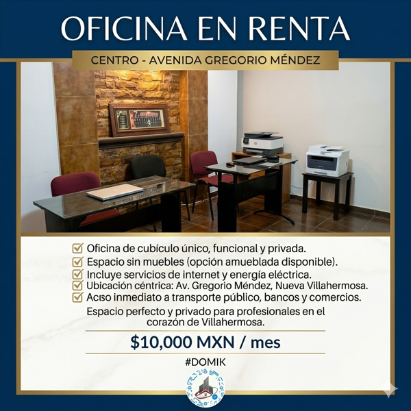 Oficina en renta en el Centro, sobre Avenida Gregorio Mendez