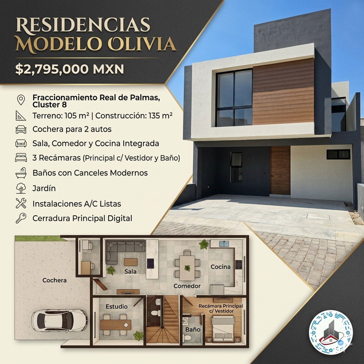 Hermosas residencias modelo Olivia en Real de Palmas, desde $2,795,000 Hermosas residencias modelo Olivia en Real de Palmas, desde $2,795,000