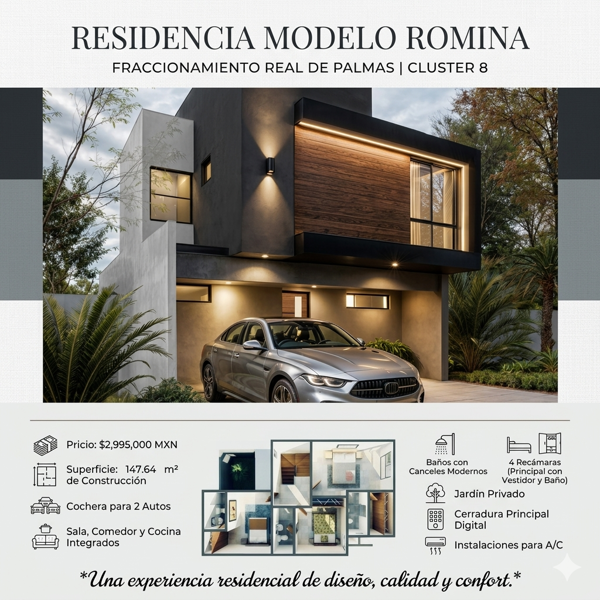 Hermosas residencias modelo Romina en Real de Palmas, 2,995,000