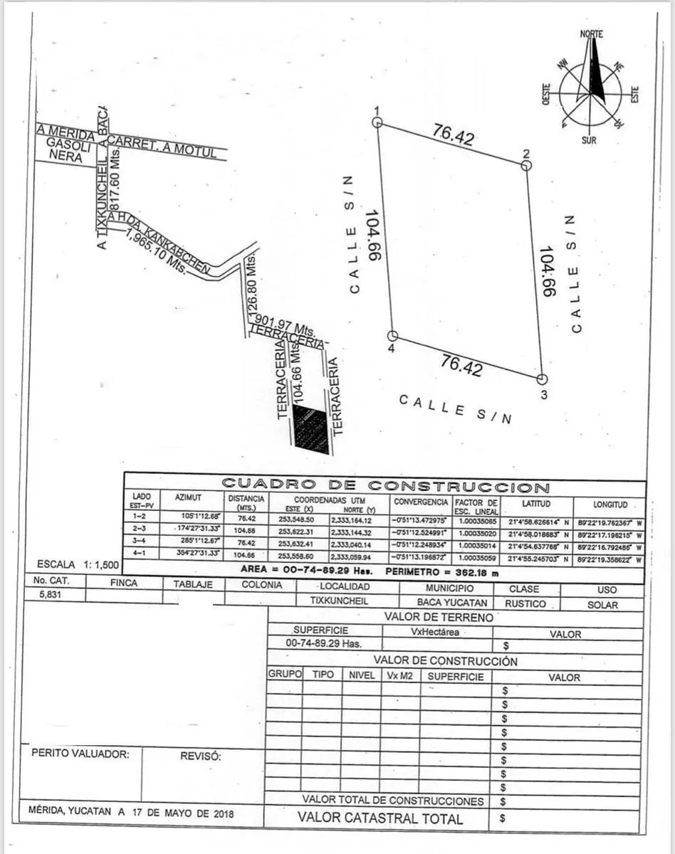 Terreno en venta en Tixkuncheil, Baca