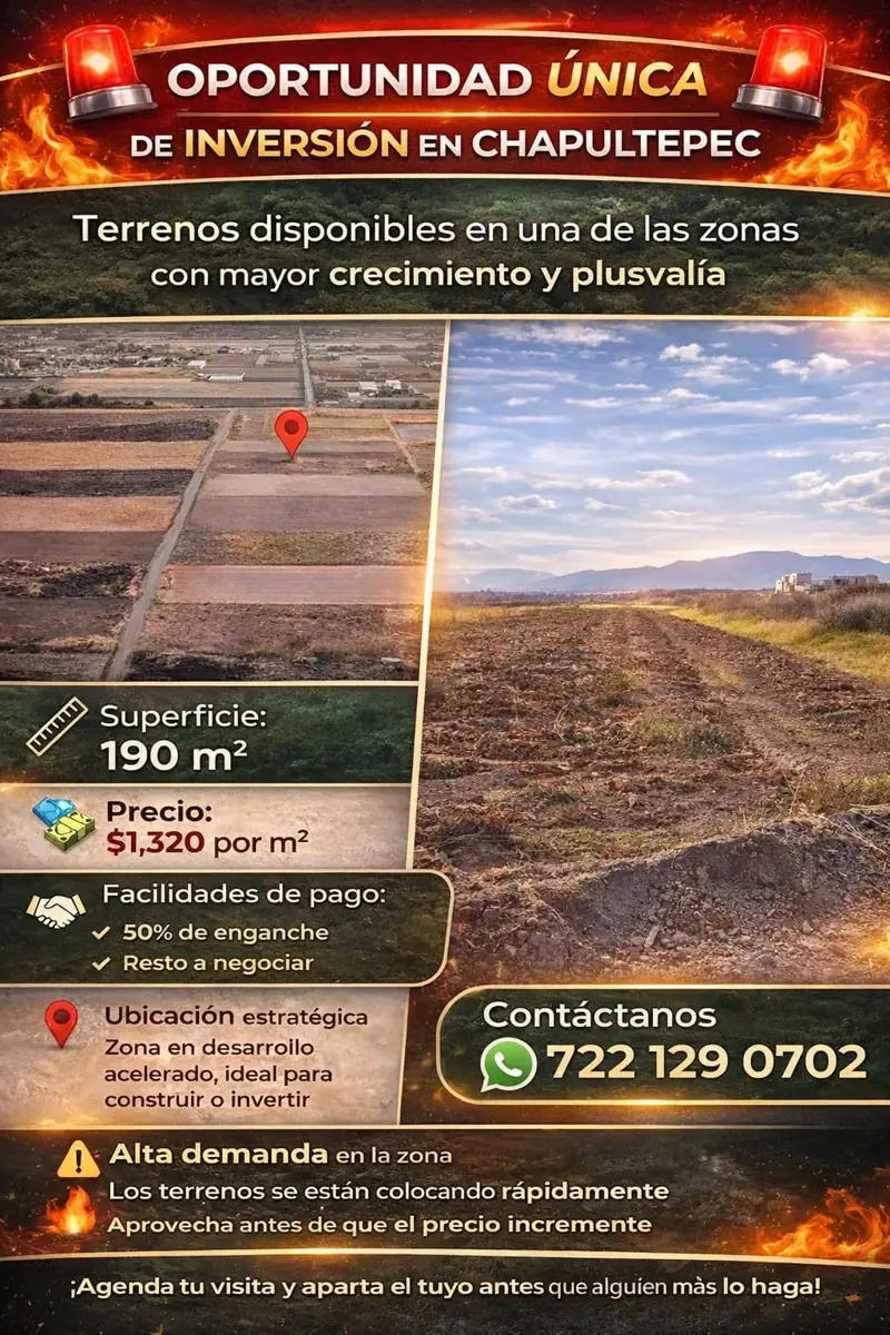 Terreno en venta en Chapultepec, Chapultepec