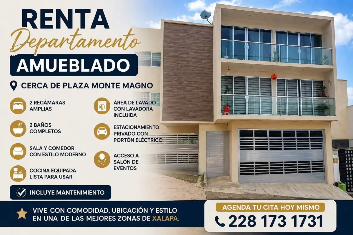 Departamento en renta en Residencial Monte Magno, Xalapa — foto 1 de 16