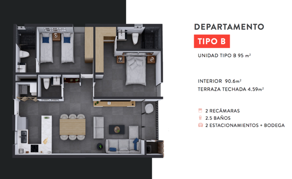 Departamento en venta en Las Cumbres 4 Sector, Monterrey — foto 3 de 5