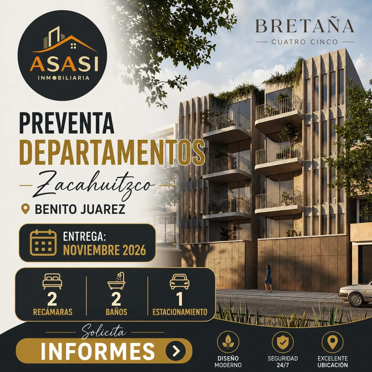 Departamento en venta en Zacahuitzco, Benito Juárez — foto 1 de 8