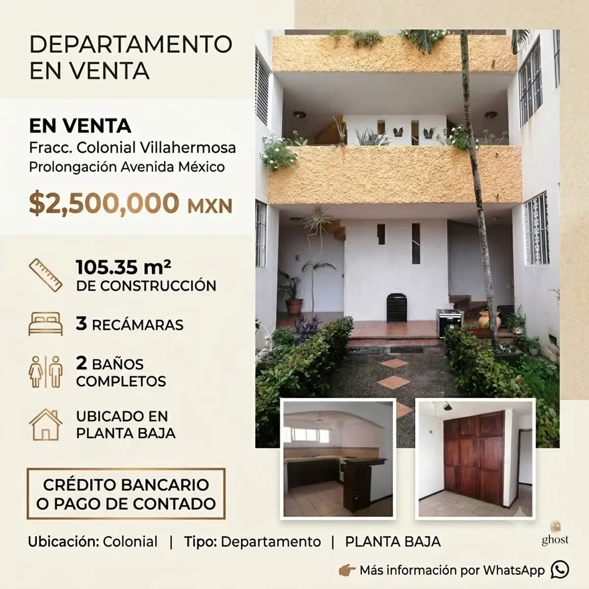 Departamento en Venta en Colonial Villahermosa, Amplios Espacios, 3 Recámaras, Avenida México Departamento en Venta en Colonial Villahermosa, Amplios Espacios, 3 Recámaras, Avenida México