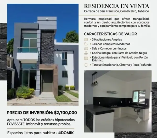 CASA EN VENTA COMALCALCO