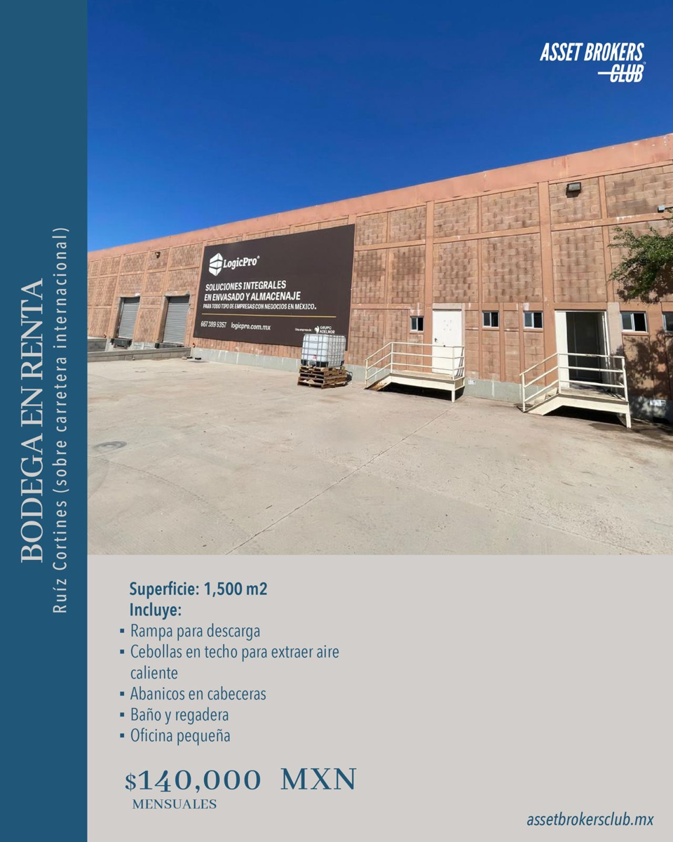 Bodega en renta en Adolfo Ruiz Cortinez, Guasave — foto 1 de 10