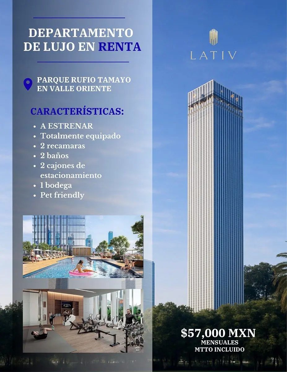 Departamento en renta en Del Valle Oriente, San Pedro Garza García — foto 1 de 13