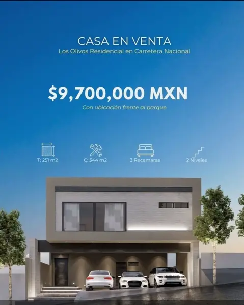 Casa frente a Parque en VENTA en LOS OLIVOS en El Barro en Monterrey NL