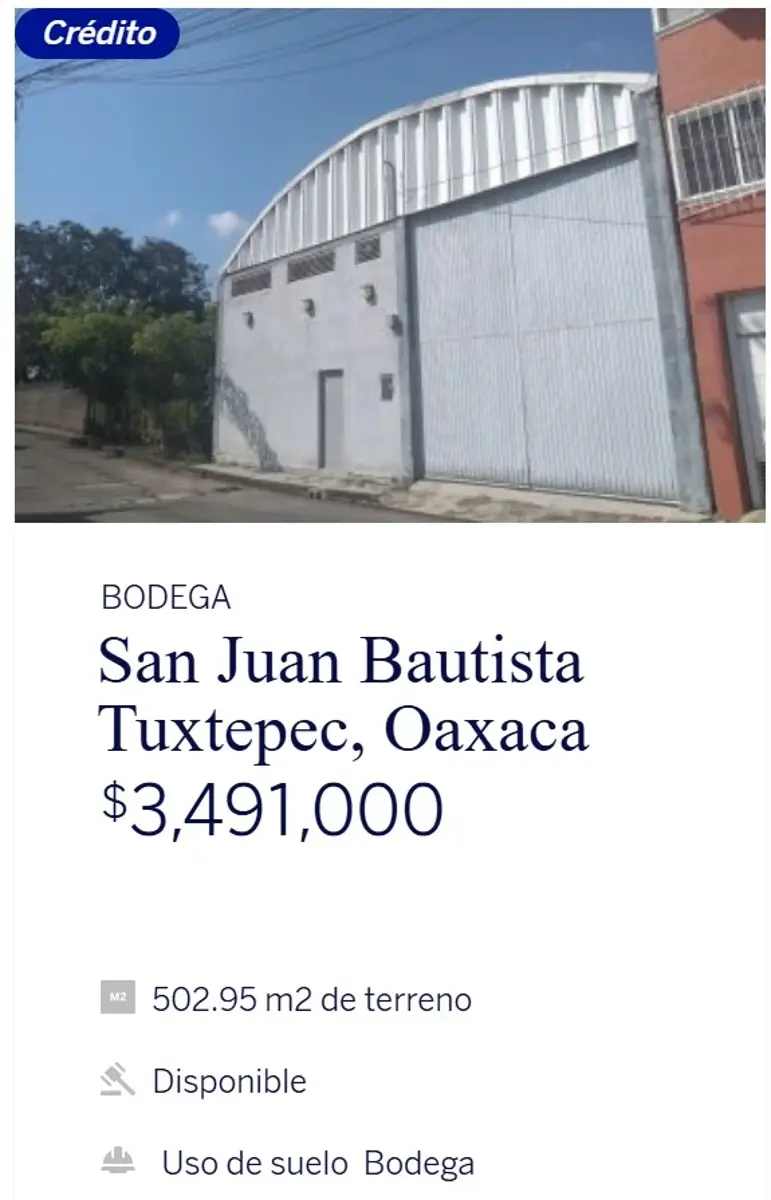 Bodega en venta en Oaxaca, San Juan Bautista Tuxtepec