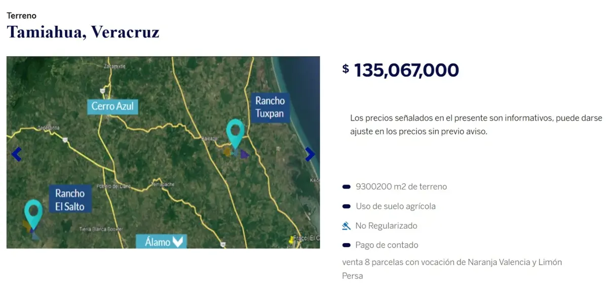 Finca-Rancho en venta en Tamiahua, Tamiahua