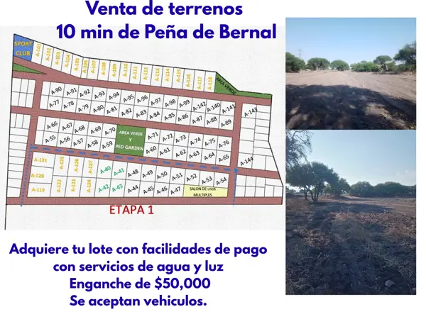 Terrenos en venta a 10 min de Peña de Bernal