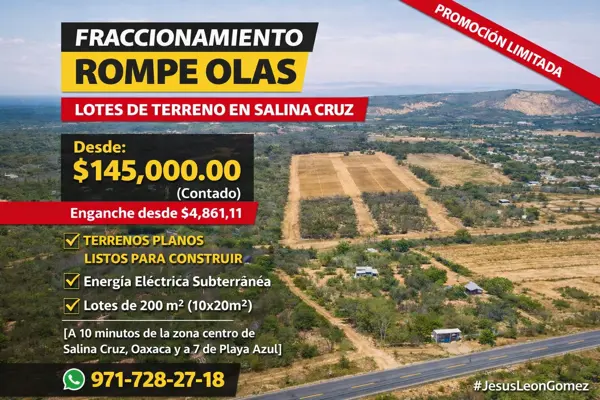 Lotes en venta cerca de Playa Azul Oaxaca | 5 fraccionamientos desde $145 mil